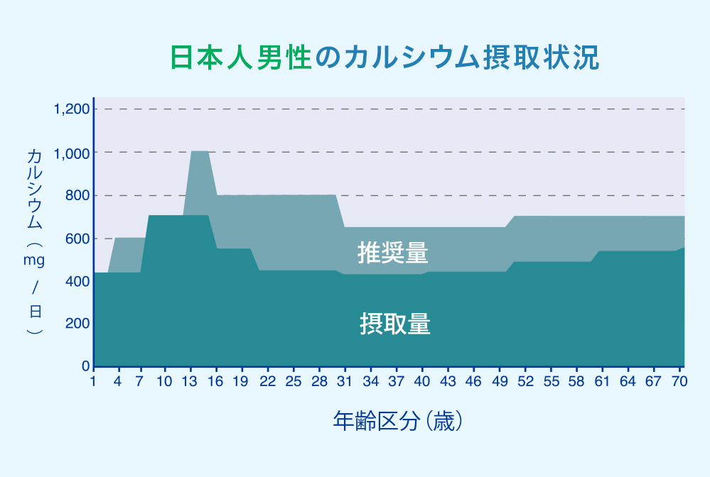 日本人男性のカルシウム摂取状況